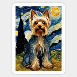 Yorkshire Terrier Yorkie Dog Breed in a Van Gogh Starry Night Art Style Sticker